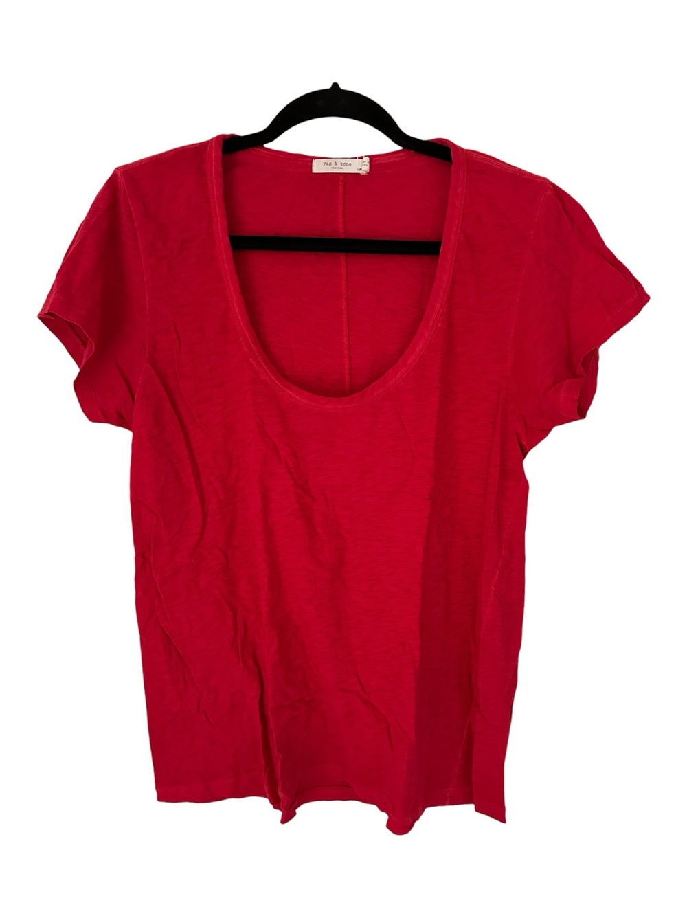 rag & bone Red Scoop Neck Short Sleeve Tee